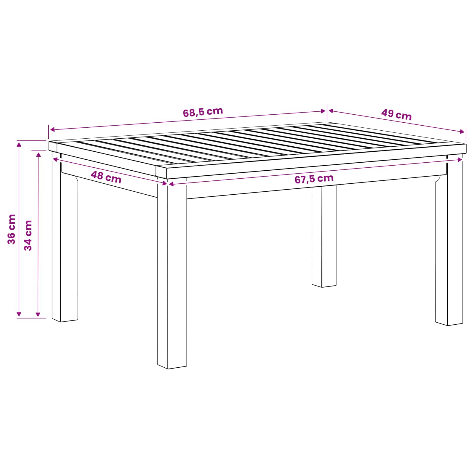Salontafel Naturel 50 x 68,5 x 36 cm Massief Acaciahout