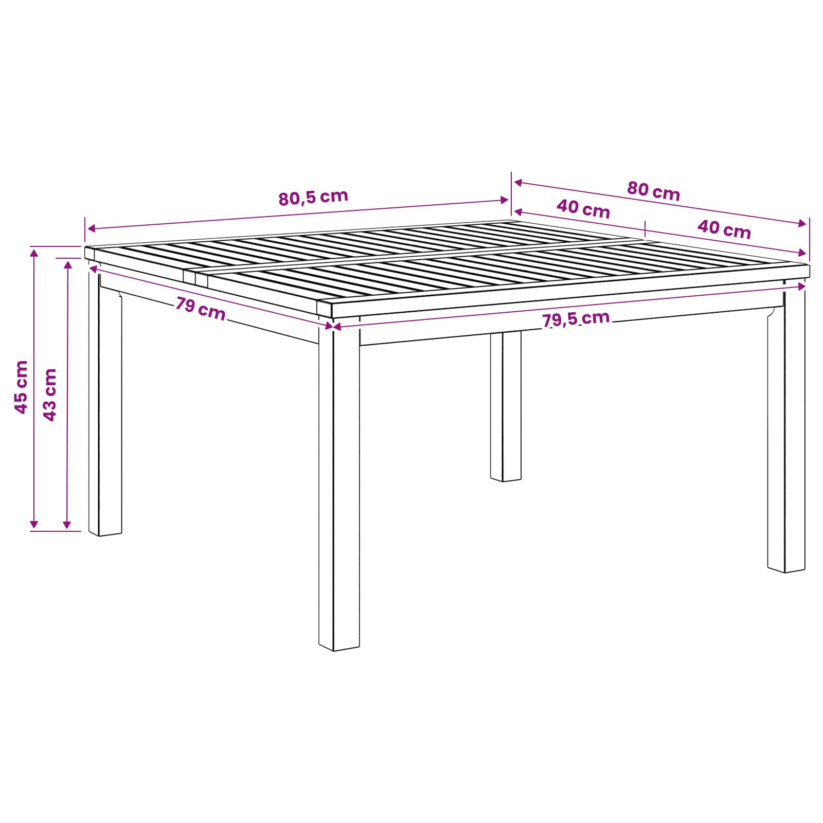 Salontafel Naturel 80 x 80,5 x 45 cm Massief Acaciahout