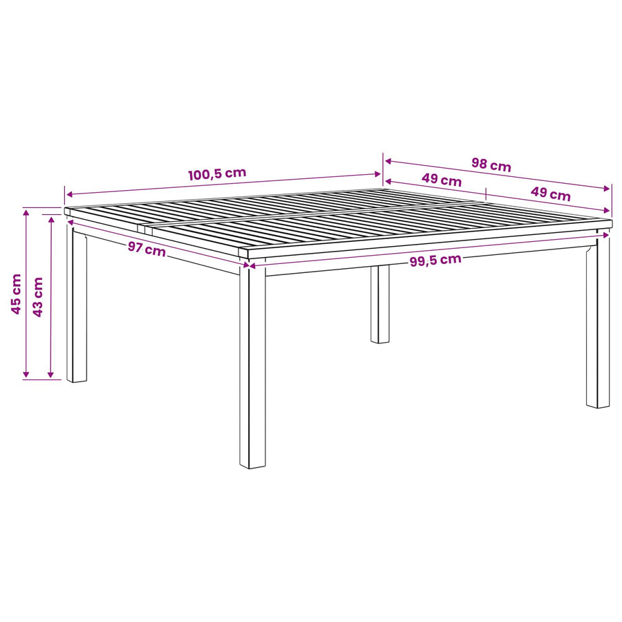 Salontafel Naturel 100 x 100,5 x 45 cm Massief Acaciahout