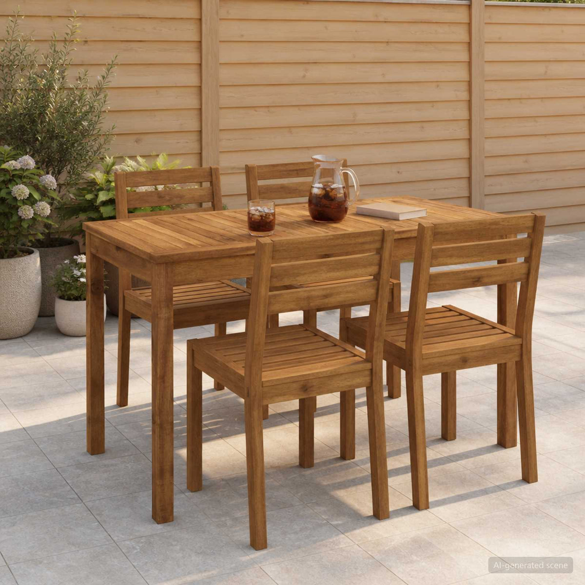 Tuindiner tafel Naturel 108,5 x 55 x 75 cm Massief Acaciahout