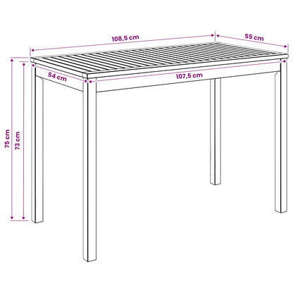 Tuindiner tafel Naturel 108,5 x 55 x 75 cm Massief Acaciahout