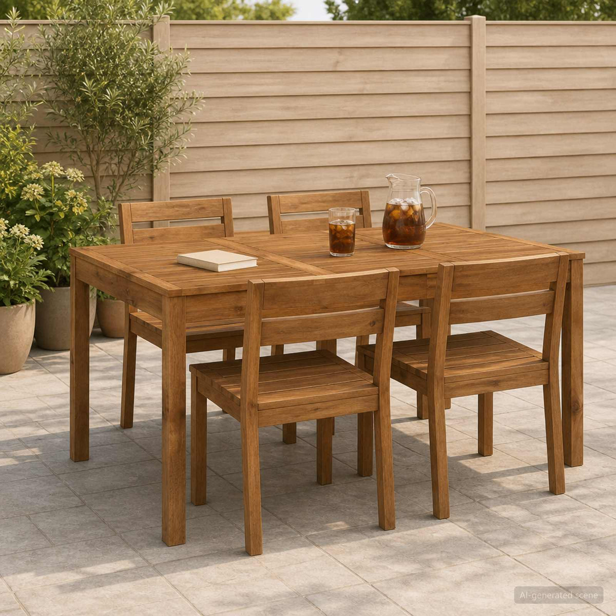 Tuindiner tafel Naturel 147 x 88,5 x 75 cm Massief Acaciahout