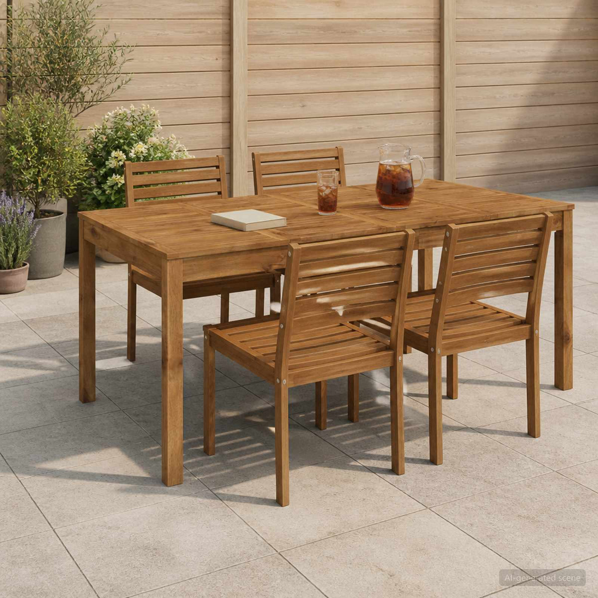 Tuindiner tafel Naturel 180 x 88,5 x 75 cm Massief Acaciahout