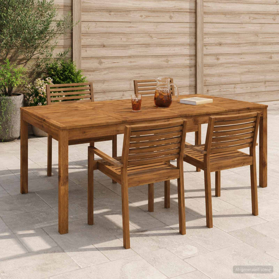 Tuindiner tafel Naturel 196 x 100,5 x 75 cm Massief Acaciahout