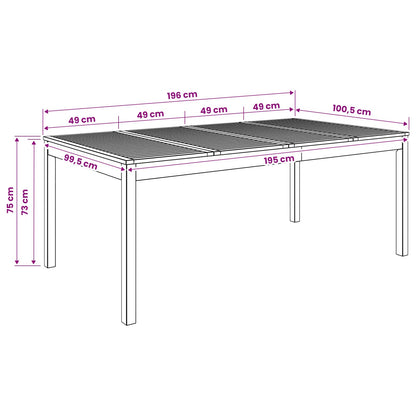 Tuindiner tafel Naturel 196 x 100,5 x 75 cm Massief Acaciahout