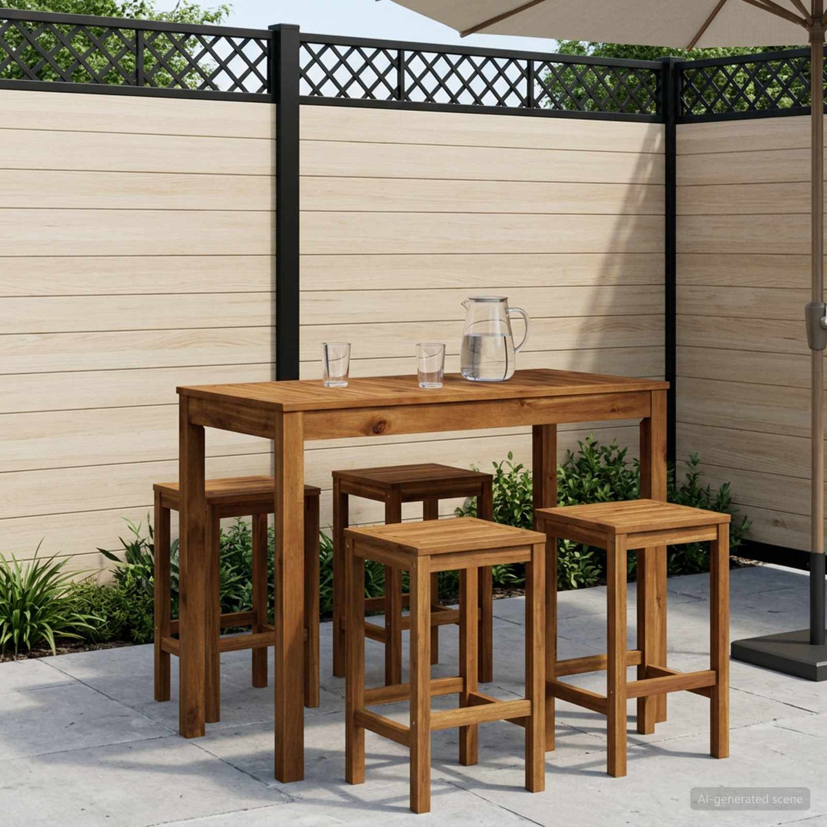 Tuinbar Tafel Naturel 108,5 x 55 x 105 cm Massief Acaciahout