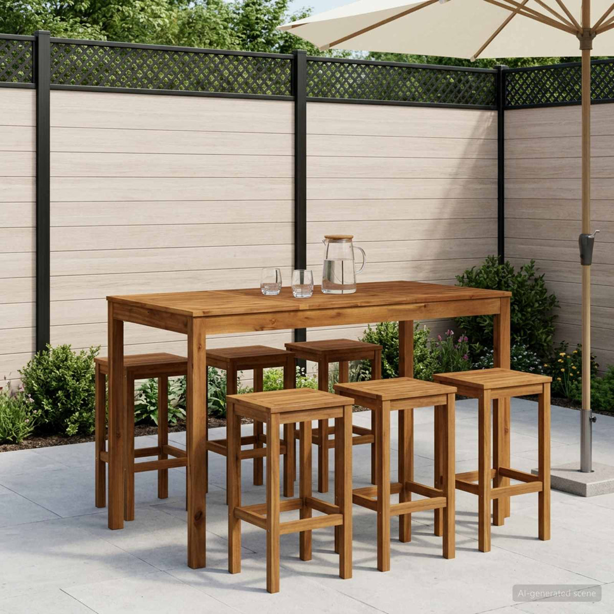 Tuinbar Tafel Naturel 141 x 80,5 x 105 cm Massief Acaciahout