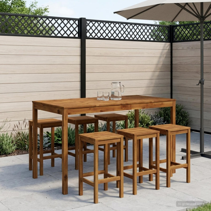 Tuinbar Tafel Naturel 180 x 88,5 x 105 cm Massief Acaciahout