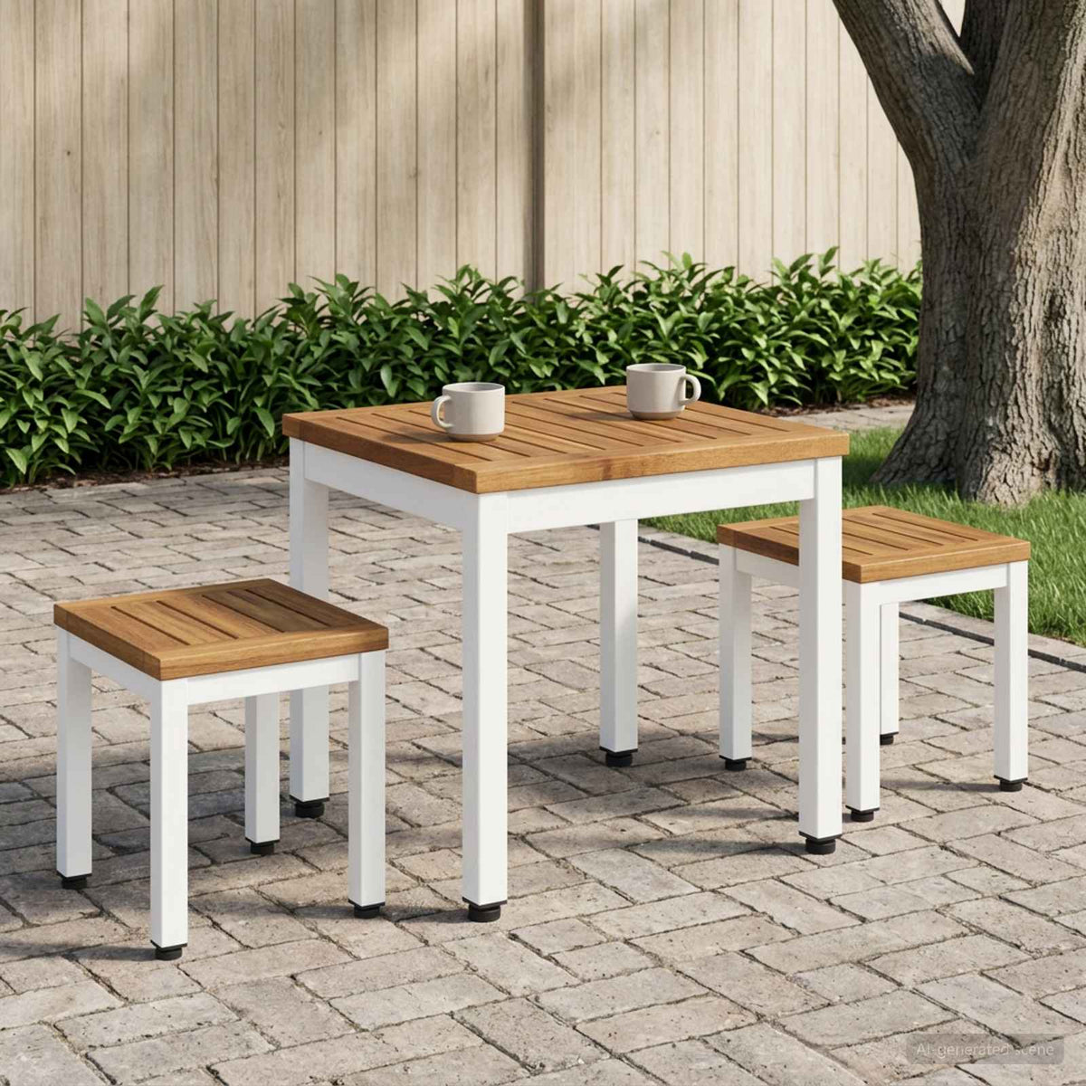 Salontafel Natuurlijk en Wit 40 x 40,5 x 36 cm