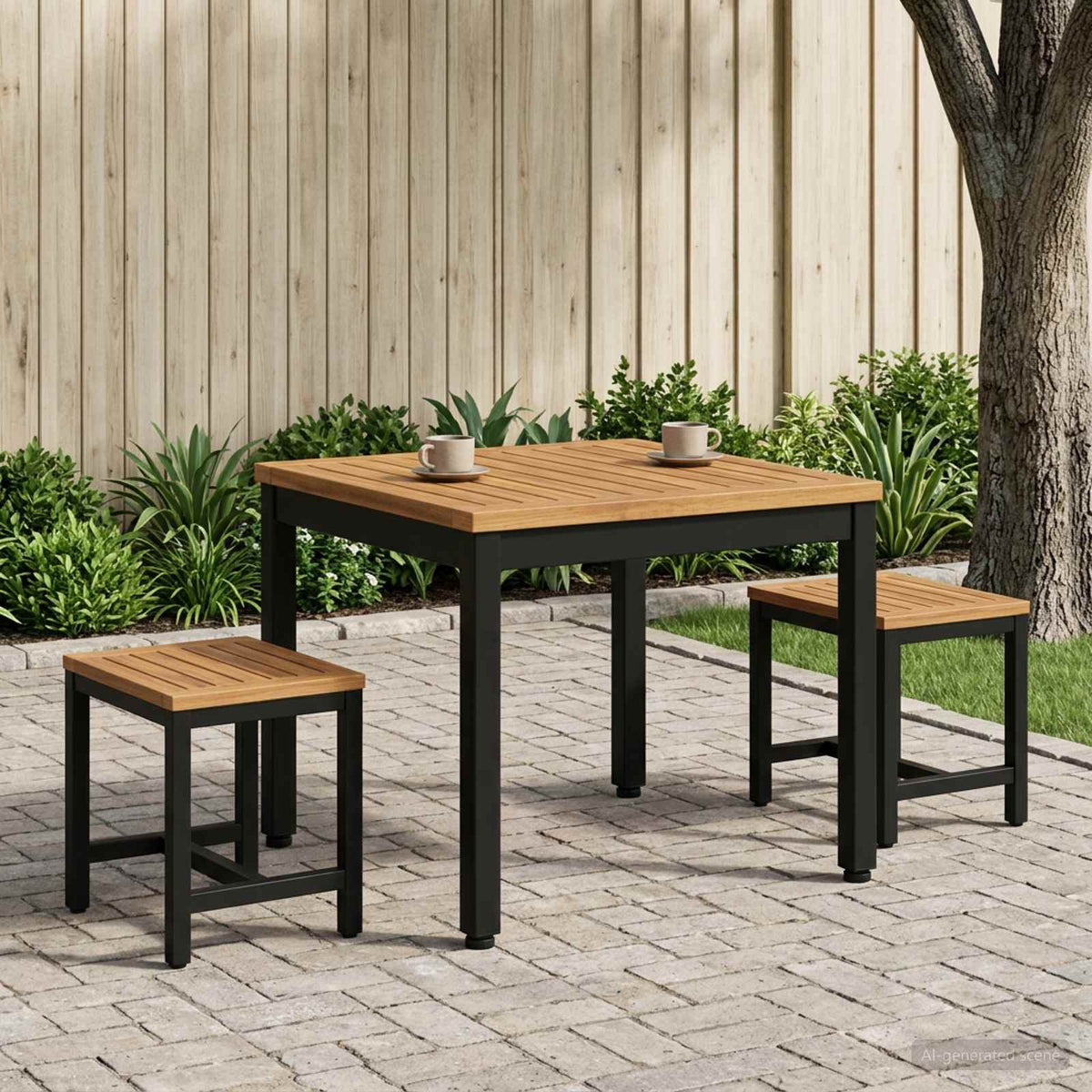 Salontafel Naturel en Zwart 50 x 48,5 x 36 cm