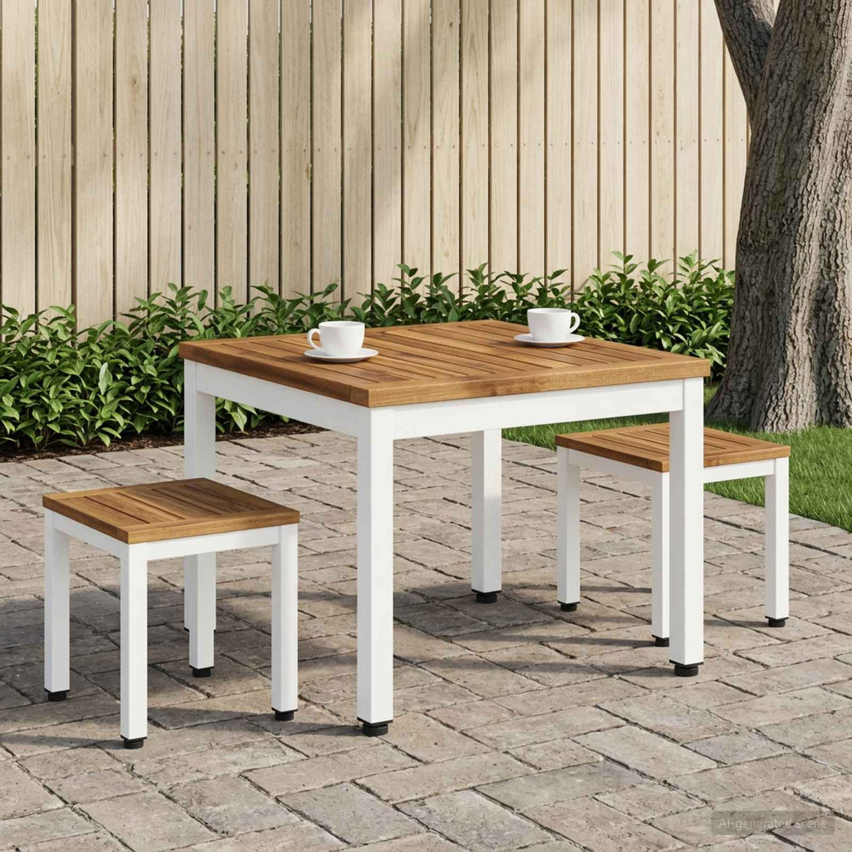 Salontafel Natuurlijk en Wit 50 x 48,5 x 36 cm