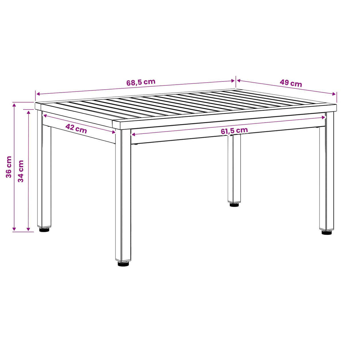 Salontafel Natuurlijk en Koffie 49 x 68,5 x 36 cm