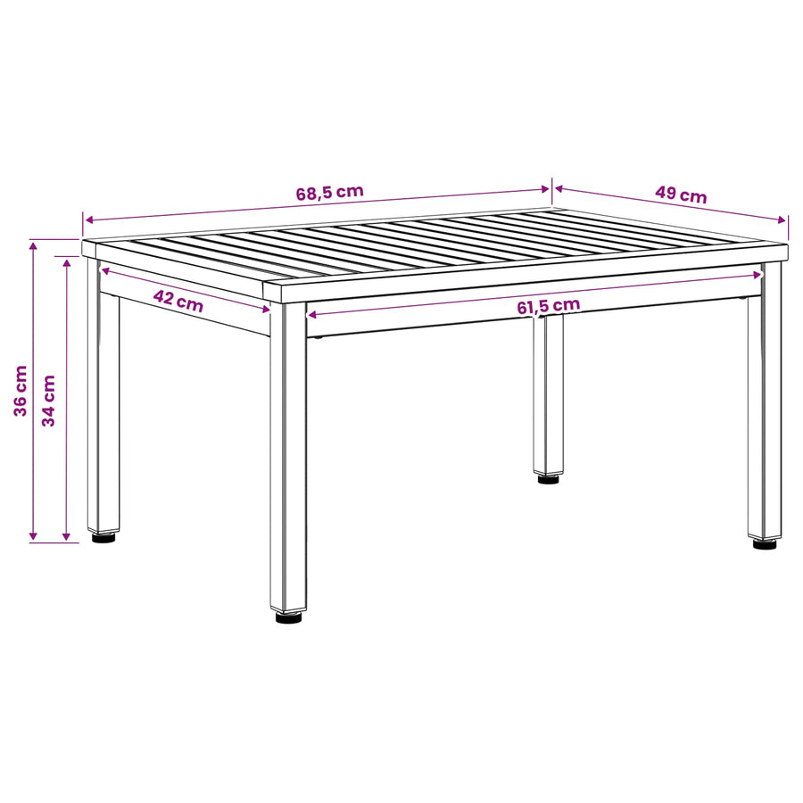 Salontafel Natuurlijk en Koffie 49 x 68,5 x 36 cm