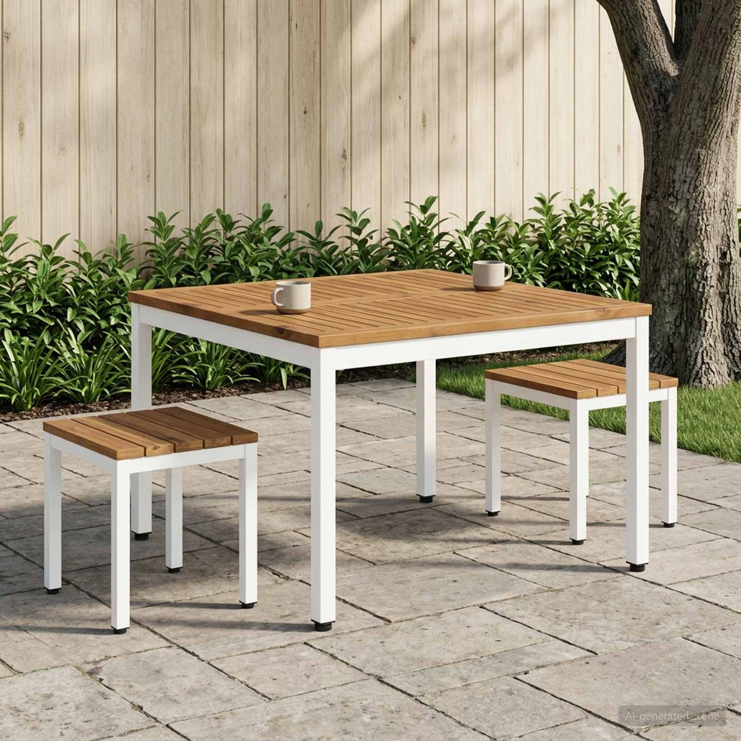 Salontafel Natuurlijk en Wit 80 x 80,5 x 45 cm