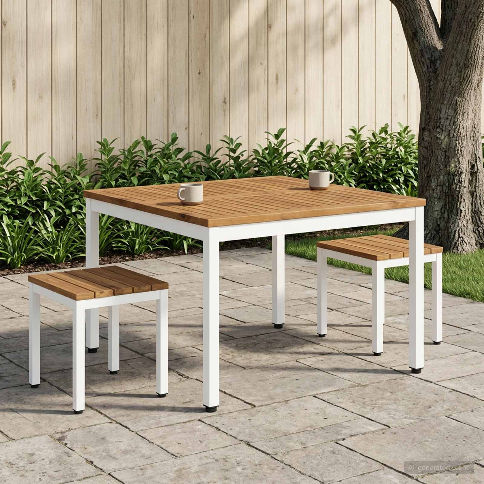 Salontafel Natuurlijk en Wit 80 x 80,5 x 45 cm
