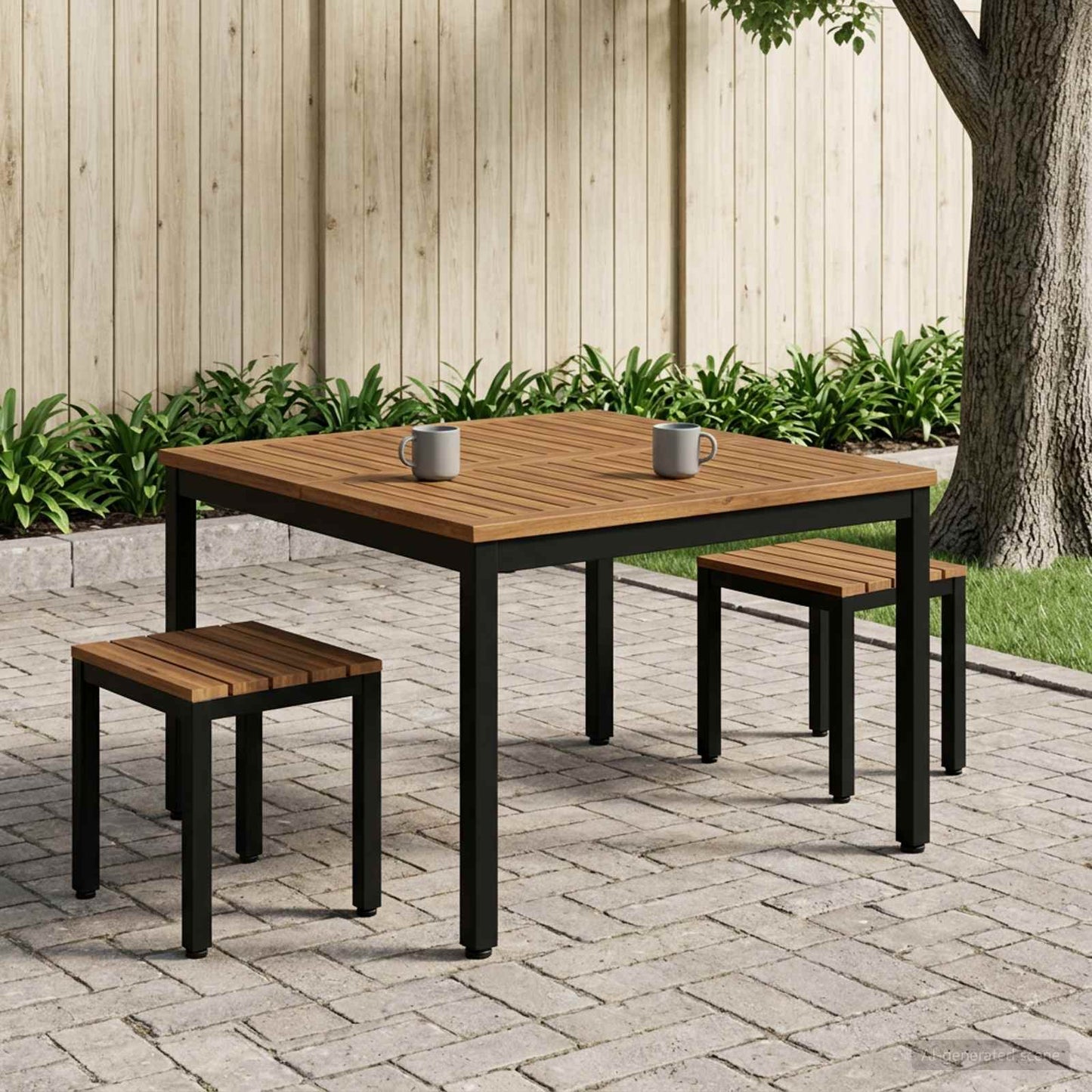 Salontafel Naturel en Zwart 100 x 100,5 x 45 cm