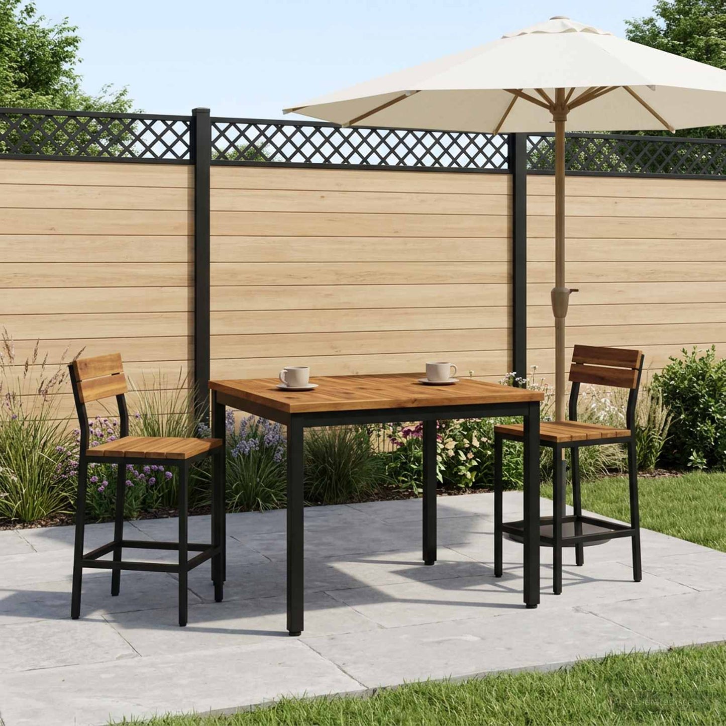 Salontafel Naturel en Zwart 100 x 100,5 x 45 cm
