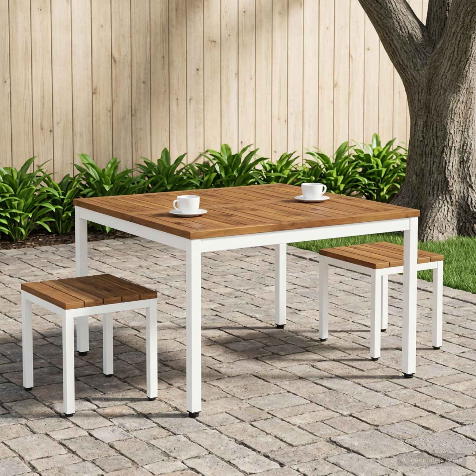 Salontafel Natuurlijk en Wit 100 x 100,5 x 45 cm