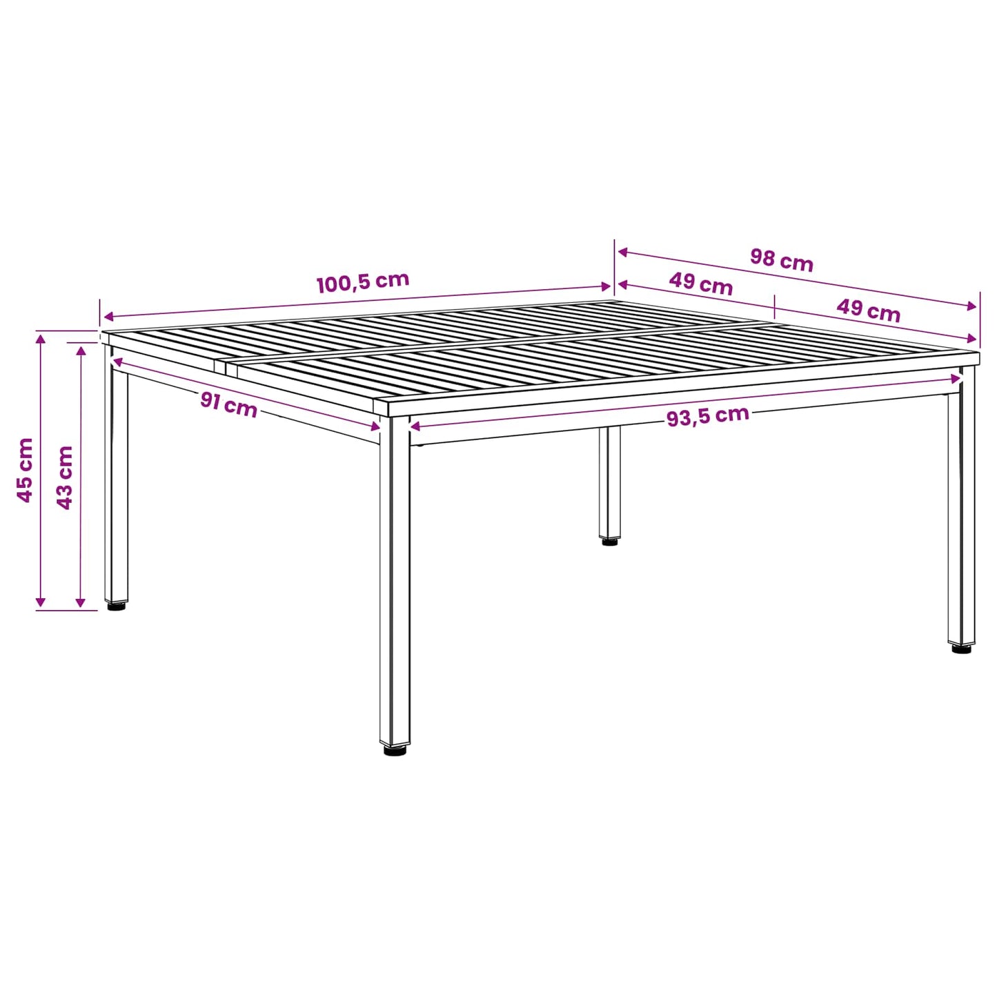 Salontafel Natuurlijk en Koffie 100 x 100,5 x 45 cm