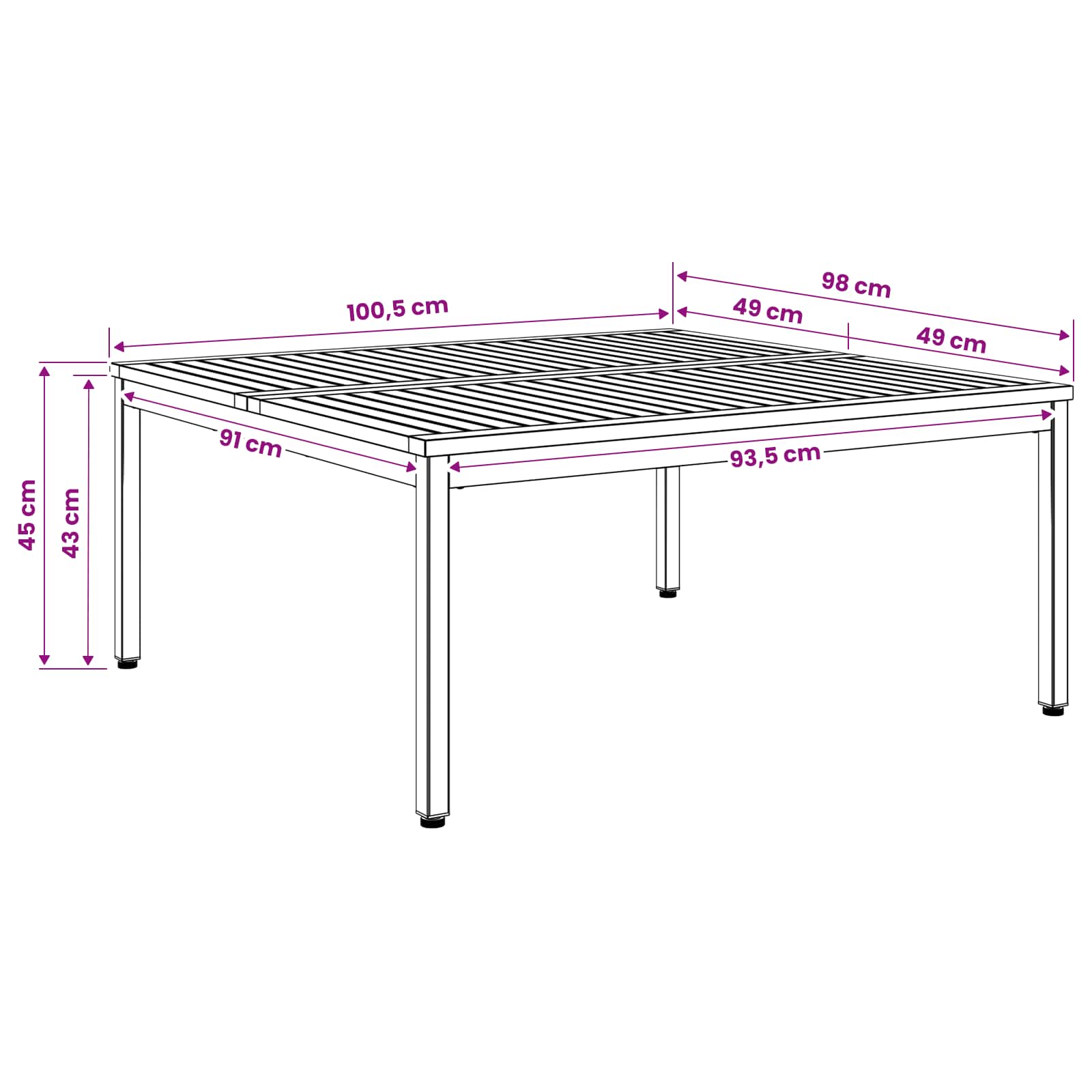 Salontafel Natuurlijk en Koffie 100 x 100,5 x 45 cm