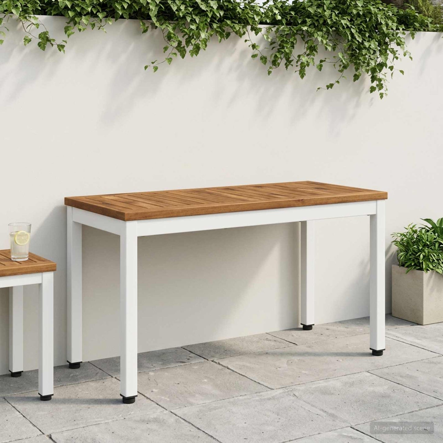 Tuinbank 80,5 x 35 x 45 cm Massief Acaciahout Natuurlijk en Wit