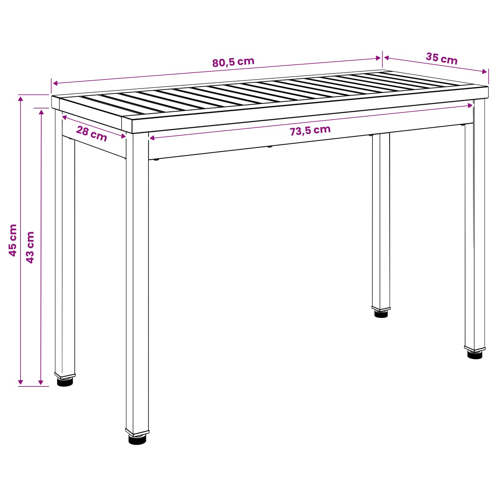 Tuinbank 80,5 x 35 x 45 cm Massief Acaciahout Rechthoekig