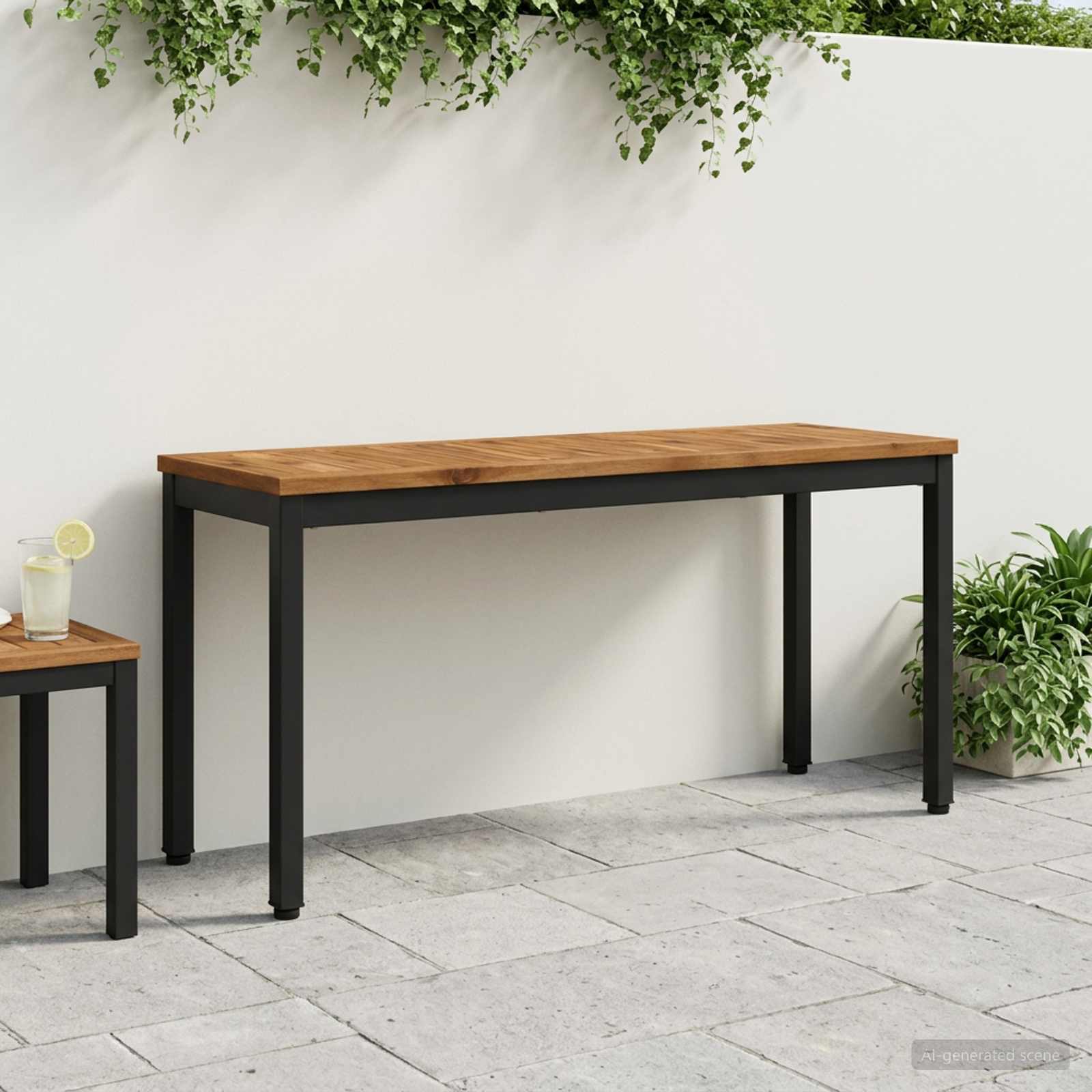 Tuinbank 108,5 x 35 x 45 cm Massief Acaciahout Naturel en Zwart