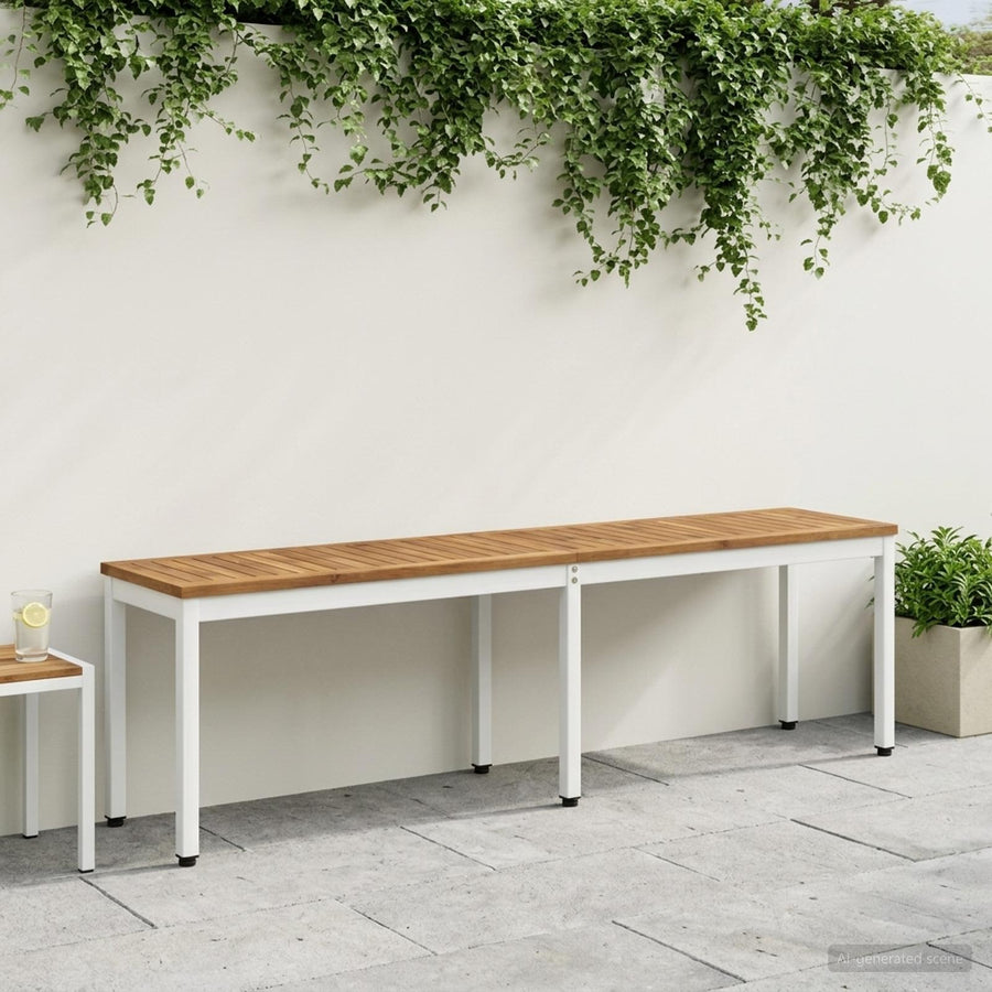 Tuinbank 161 x 35 x 45 cm Massief Acaciahout Natuurlijk en Wit