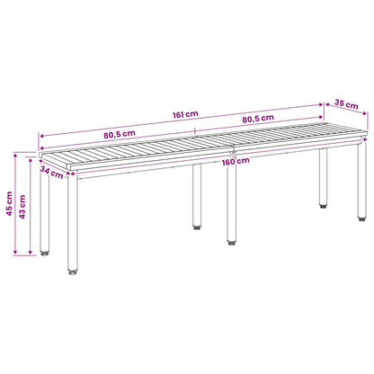 Tuinbank 161 x 35 x 45 cm Massief Acaciahout Rechthoekig