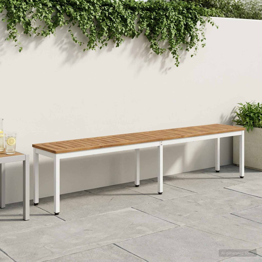 Tuinbank 201 x 35 x 45 cm Massief Acaciahout Natuurlijk en Wit
