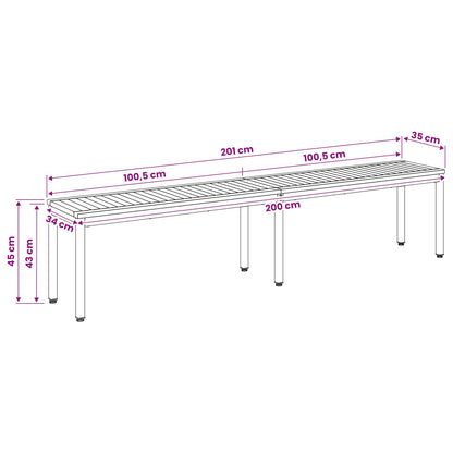 Tuinbank 201 x 35 x 45 cm Massief Acaciahout Rechthoekig