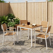 Tuintafel massief acaciahout 60x60,5x75 cm wit