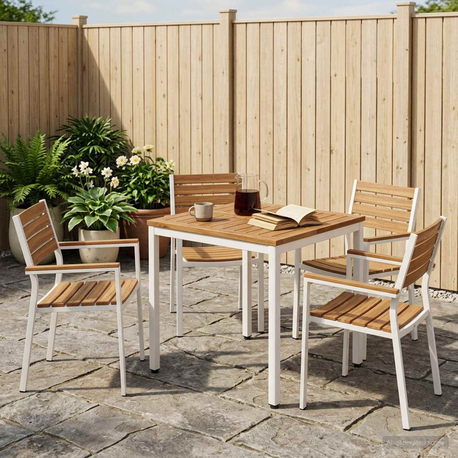 Tuindiner tafel Natuurlijk en Wit 60 x 60,5 x 75 cm