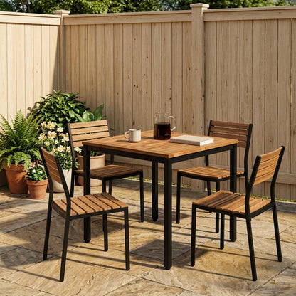 Tuindiner tafel Naturel en Zwart 70 x 68,5 x 75 cm