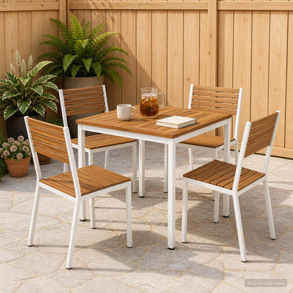 Tuindiner tafel Natuurlijk en Wit 70 x 68,5 x 75 cm
