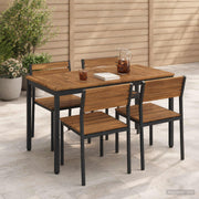 Eettafel acaciahout staal 108,5x55x75 cm naturel zwart