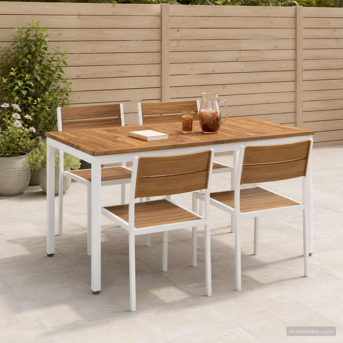 Tuindiner tafel Natuurlijk en Wit 108,5 x 55 x 75 cm