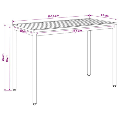 Tuindiner tafel Natuurlijk en Wit 108,5 x 55 x 75 cm
