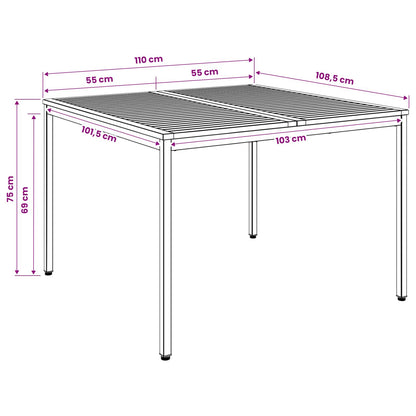 Tuindiner tafel Naturel en Zwart 110 x 108,5 x 75 cm