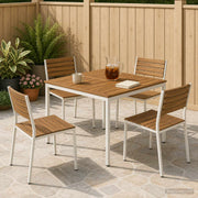 Tuintafel acaciahout staal 110x108.5x75 cm naturel wit