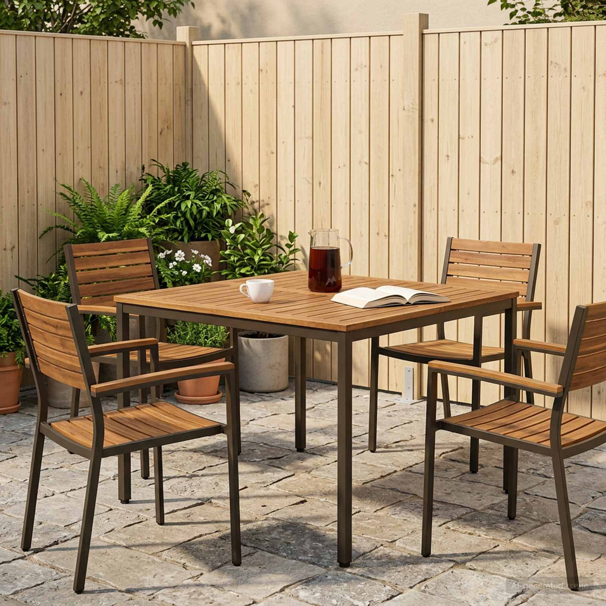 Tuindiner tafel Natuurlijk en Koffie 110 x 108,5 x 75 cm