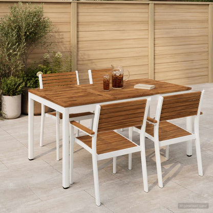 Tuindiner tafel Natuurlijk en Wit 141 x 80,5 x 75 cm