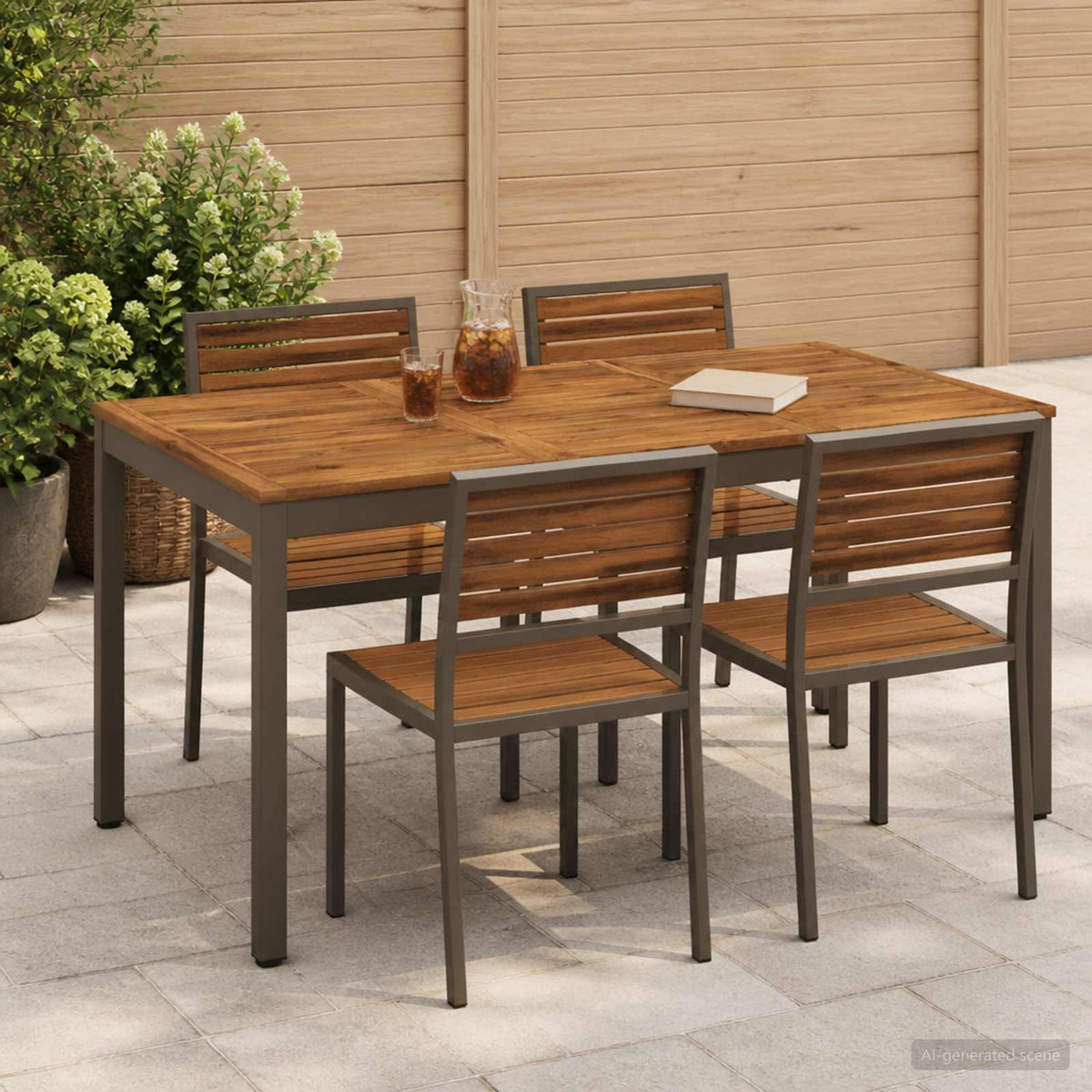 Tuindiner tafel Natuurlijk en Koffie 141 x 80,5 x 75 cm