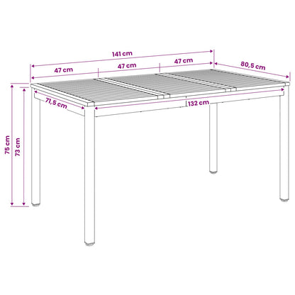Tuindiner tafel Natuurlijk en Koffie 141 x 80,5 x 75 cm