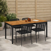 Tuintafel acaciahout 147x88,5x75 cm naturel zwart