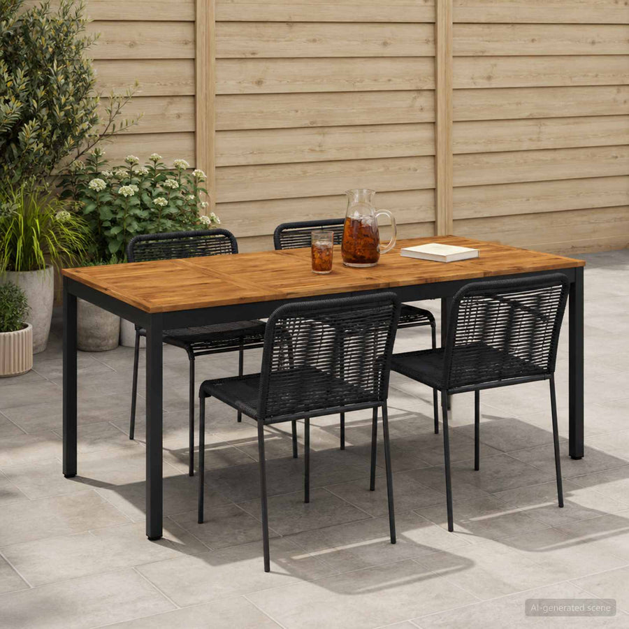 Tuindiner tafel Naturel en Zwart 147 x 88,5 x 75 cm