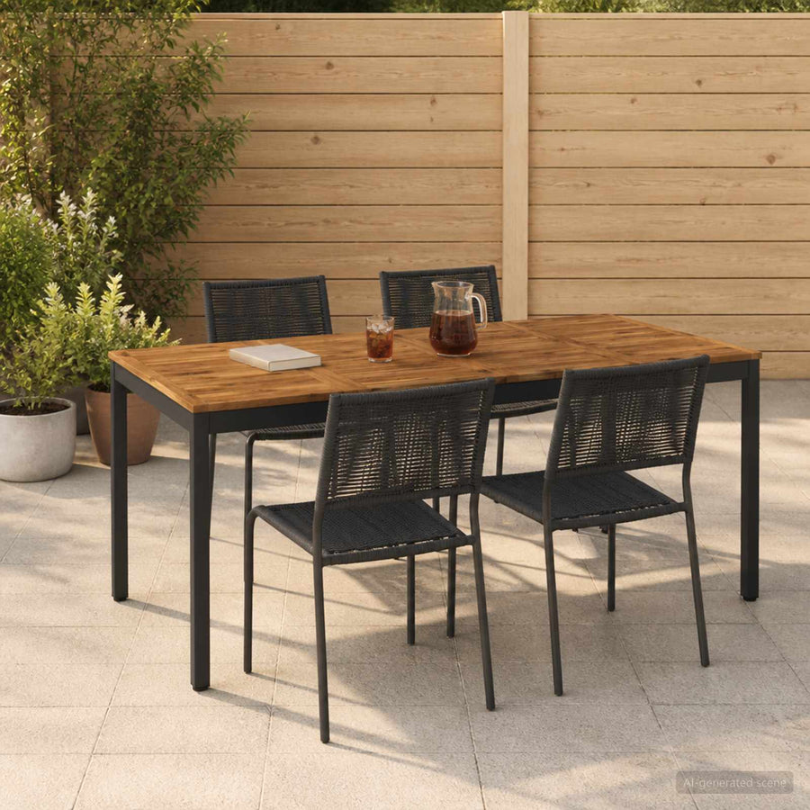 Tuindiner tafel Naturel en Zwart 180 x 88,5 x 75 cm