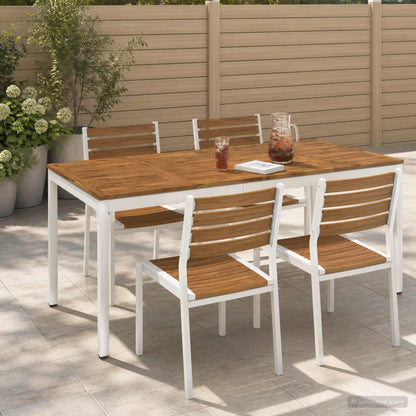 Tuindiner tafel Natuurlijk en Wit 180 x 88,5 x 75 cm
