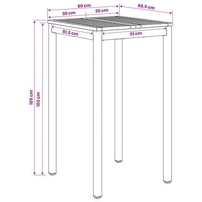 Tuinbar Tafel Natuurlijk en Wit 60 x 60,5 x 105 cm