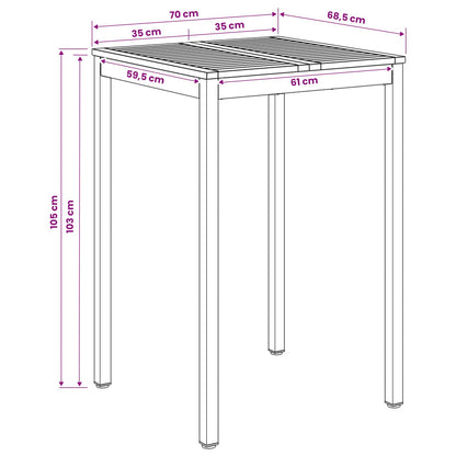 Tuinbar Tafel Naturel en Zwart 70 x 68,5 x 105 cm